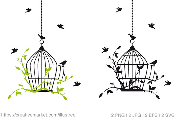 Birdcage With Birds Vector Pre Designed Photoshop Graphics Creative Market