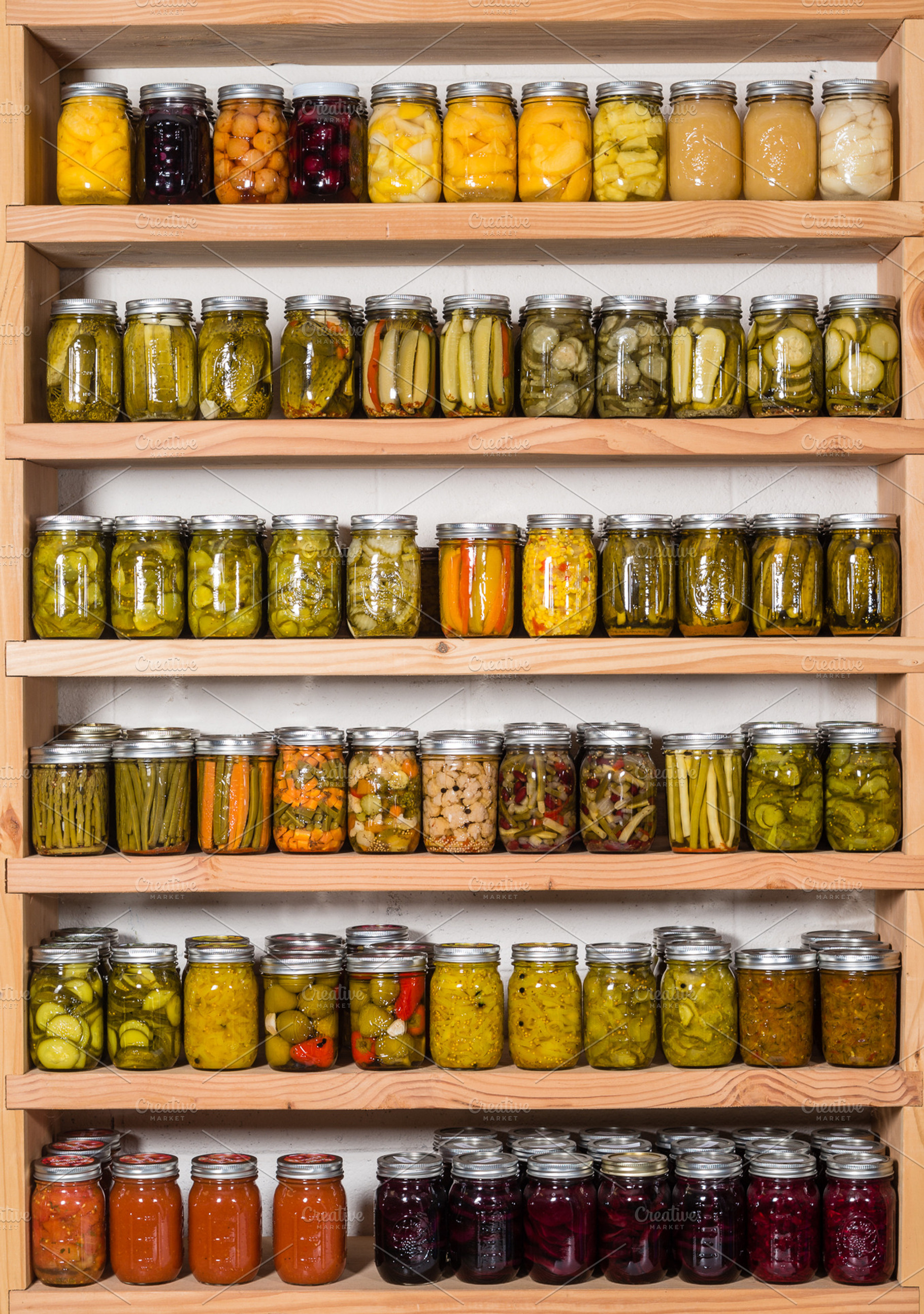 Pantry shelf with homemade food stock photo containing food and canning