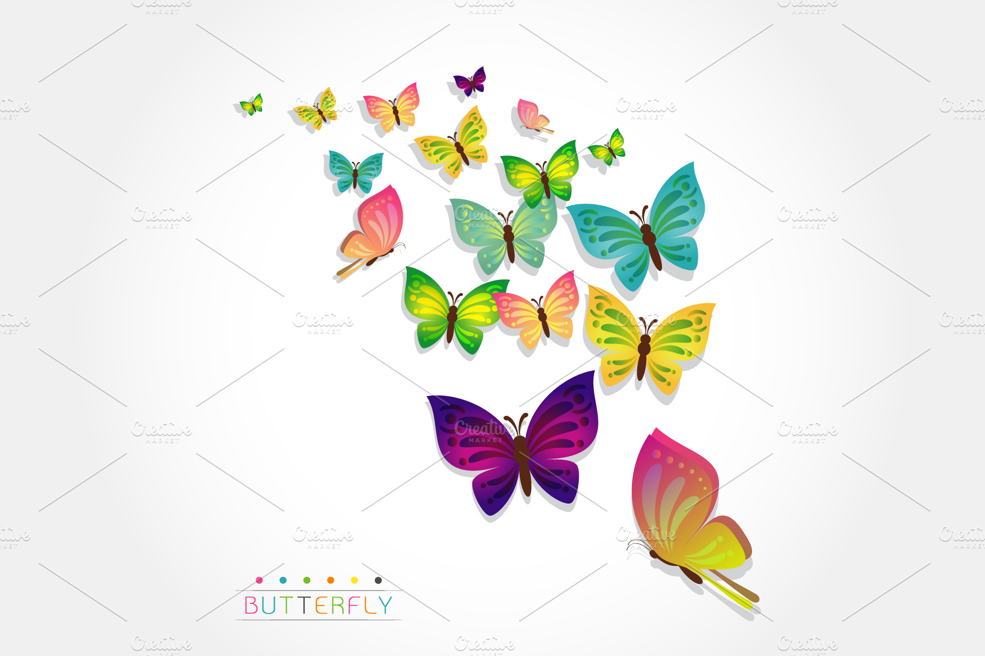 Colorful butterfly design background | Pre-Designed Illustrator