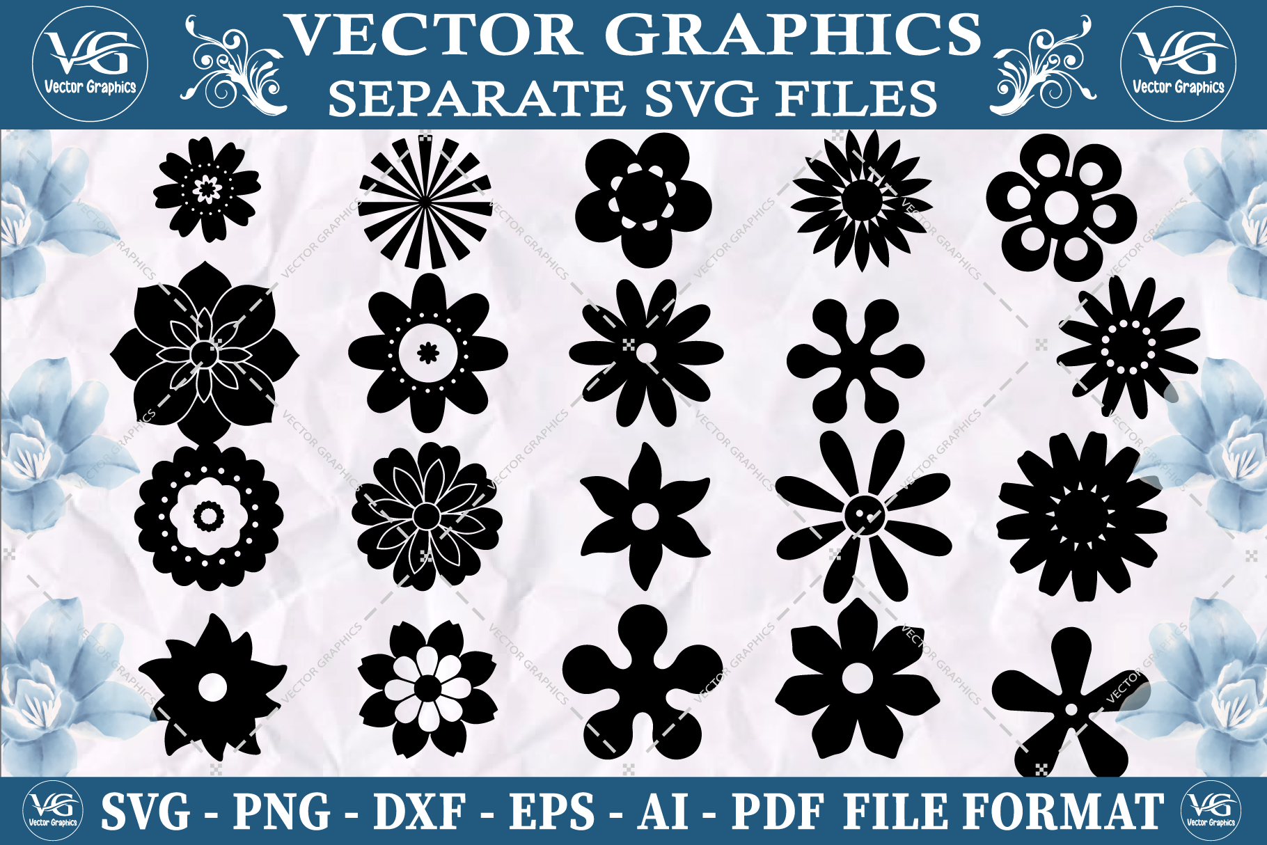 Retro Flower SVG vector design bundle | Creative Market