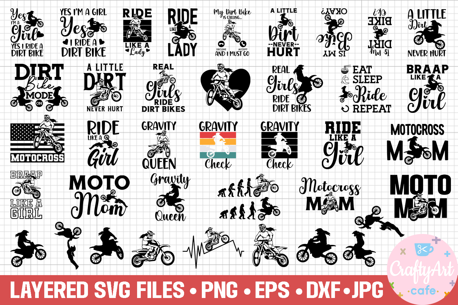 Motocross Girl SVG Cut File Bundle | Sports Illustrations ~ Creative Market