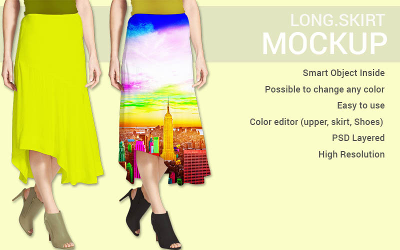 Download Long Skirt Dress Mockup | Creative Photoshop Templates ...