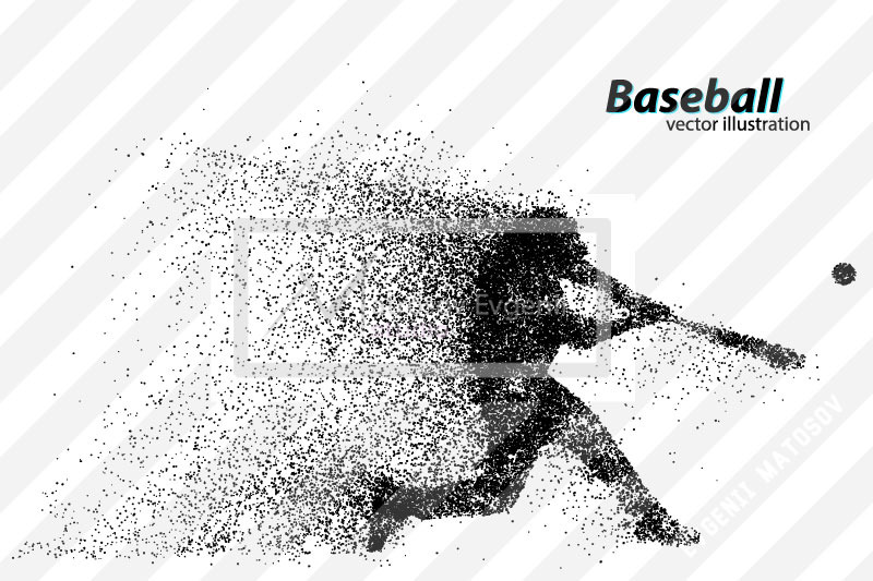 silhouette of a baseball player. Text on a separate layer, color