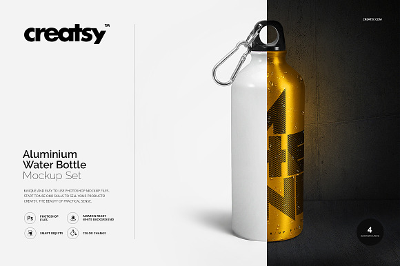 Download Aluminium Water Bottle Mockup Set Creative Photoshop Templates Creative Market