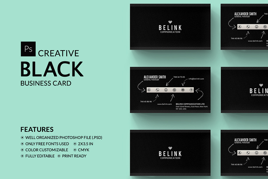 Die Cut Business Card Creative Photoshop Templates Creative Market