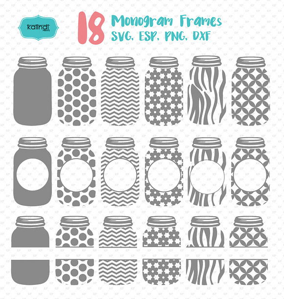 Download Mason Jar Monogram Frames Svg Pre Designed Illustrator Graphics Creative Market