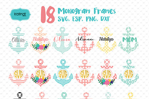 Download Anchor Monogram Frames With Flowers Pre Designed Vector Graphics Creative Market