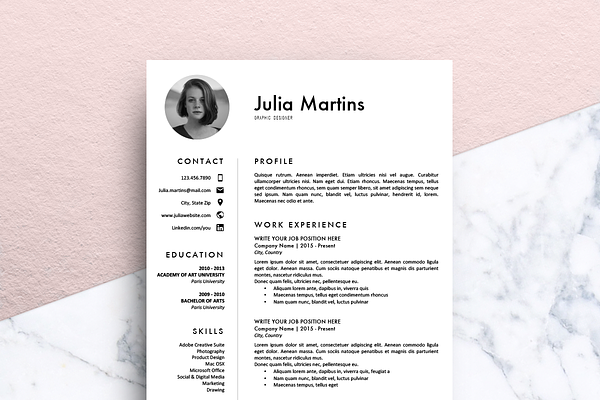 Resume Template Ms Word Sarah Creative Resume Templates Creative Market