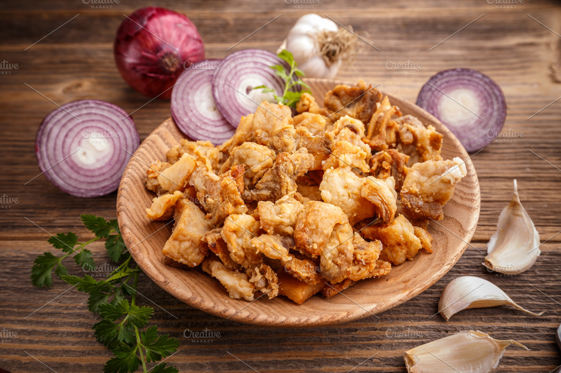 Fried pork greaves | High-Quality Food Images ~ Creative Market