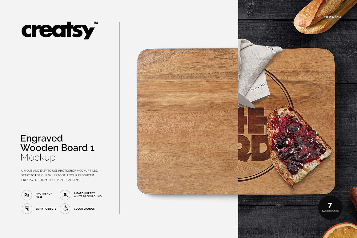 Download Engraved Wooden Board 1 Mockup Creative Photoshop Templates Creative Market