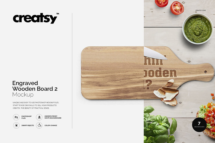 Engraved Wooden Board 1 Mockup Creative Photoshop Templates Creative Market