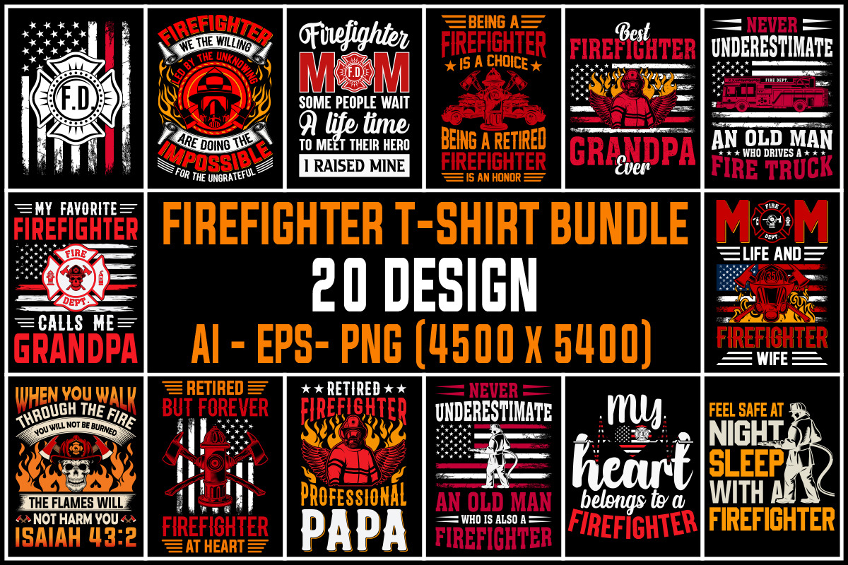 Firefighter TShirt Design SVG Bundle | Illustrations ~ Creative Market