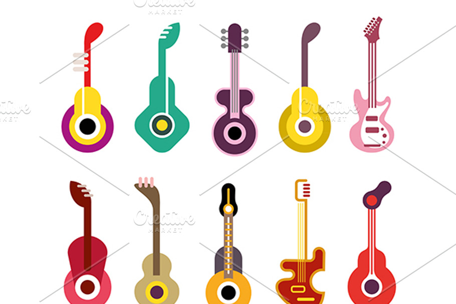 Guitar Icon Set | Pre-Designed Illustrator Graphics ~ Creative Market