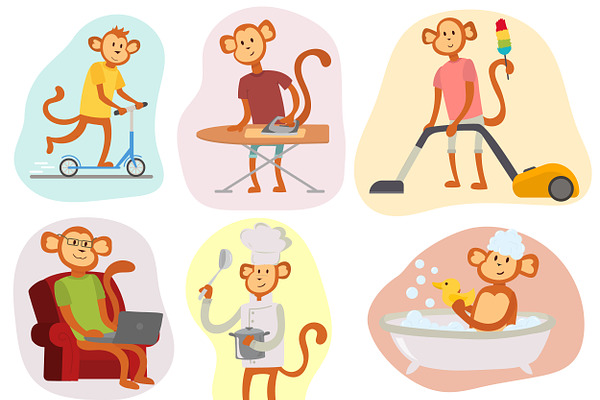 Monkey cartoon vector people | Pre-Designed Illustrator Graphics