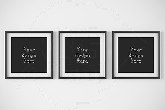 Download Set X3 Black Square Frame Mockup Creative Photoshop Templates Creative Market