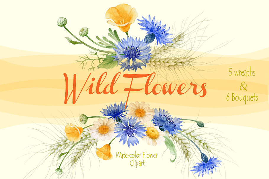 Wild Flowers Wreaths and Bouquets | Custom-Designed Graphics ~ Creative ...