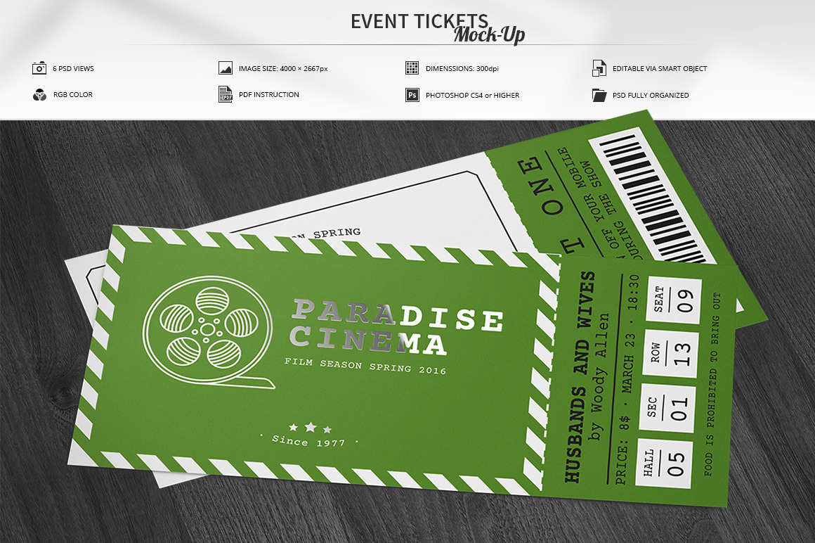 Download Event Tickets Mock Up Creative Photoshop Templates Creative Market Yellowimages Mockups