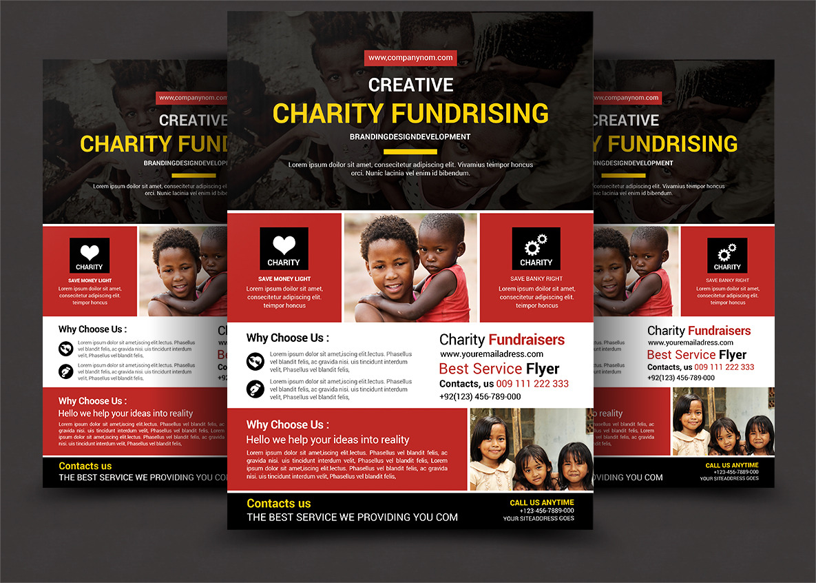 Charity Fundraisers Flyer Templates | Flyer Templates ~ Creative Market