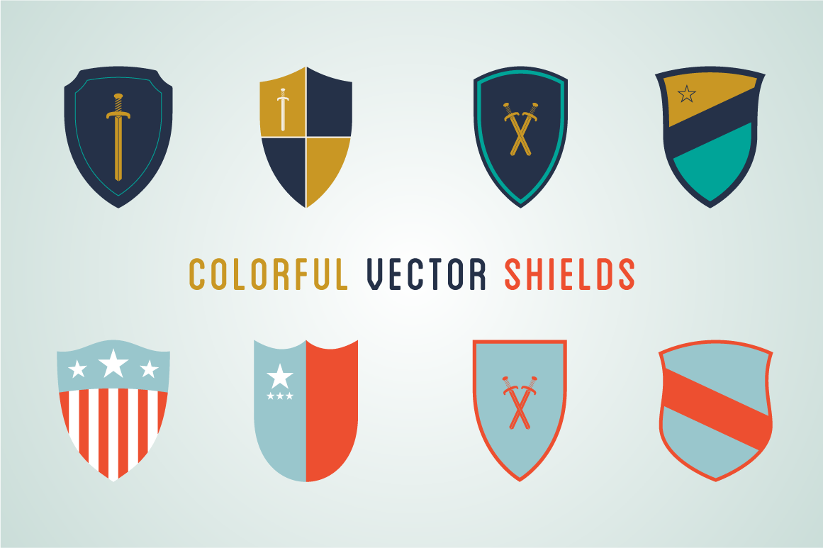 8 Colorful Vector Shields | Illustrations ~ Creative Market