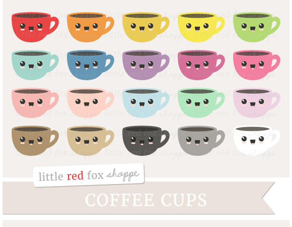 Download Kawaii Coffee Cup Clipart Custom Designed Illustrations Creative Market