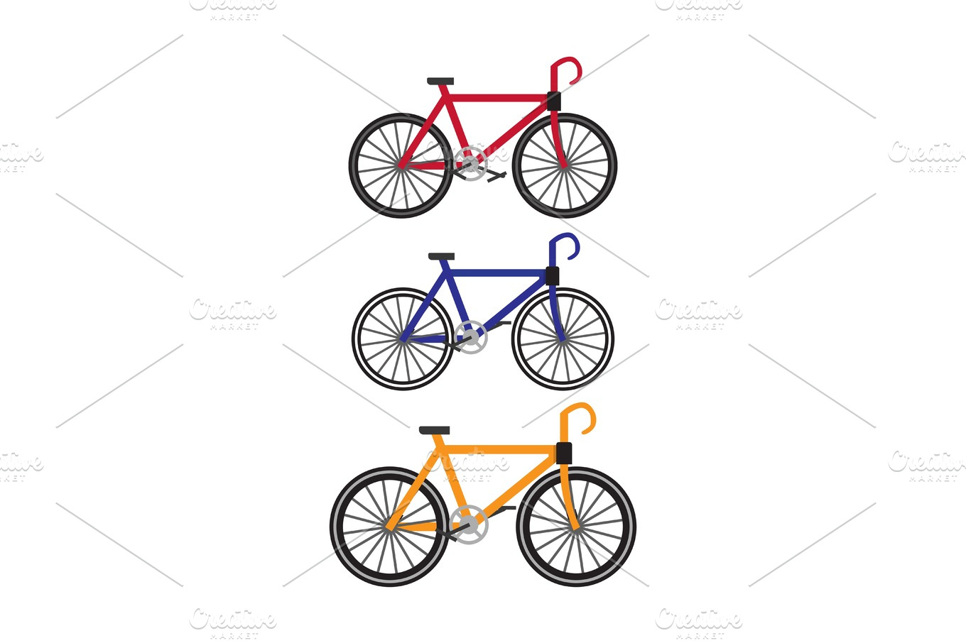 Bikes Vector Illustration in Flat Design | Pre-Designed Illustrator