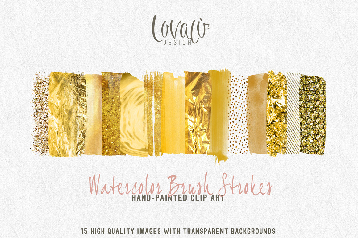 Rich Gold brush strokes clipart | Textures ~ Creative Market