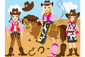 Vector Cowgirls | Pre-Designed Photoshop Graphics ~ Creative Market