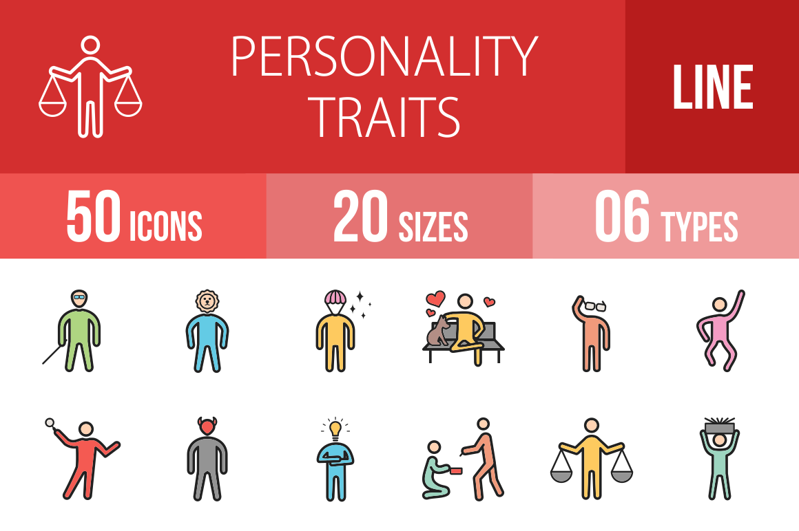 50 Personality Filled Line Icons | Outline Icons ~ Creative Market