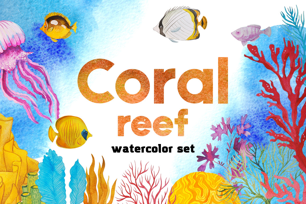 Coral reef - watercolor set | Graphic Objects ~ Creative Market