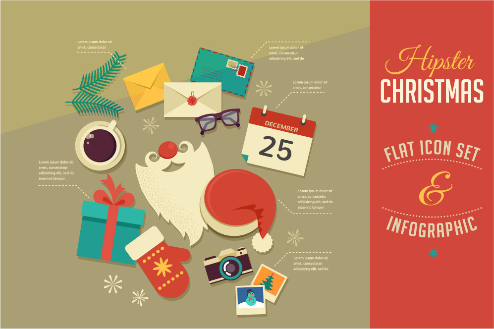 Christmas Infographics / flat icons | Illustrator Graphics ~ Creative ...