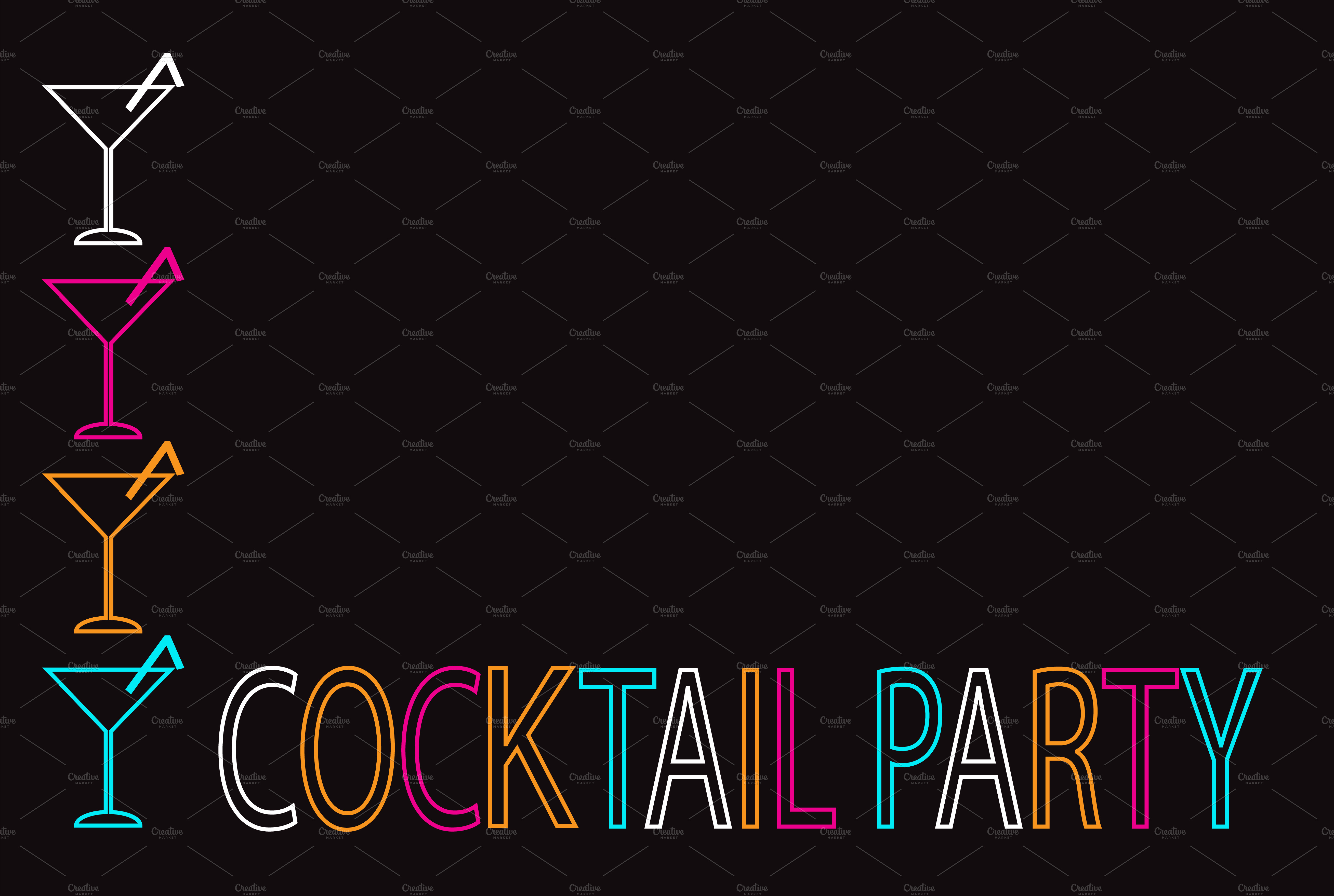 Cocktail party background neon 2 | Illustrator Graphics ~ Creative Market