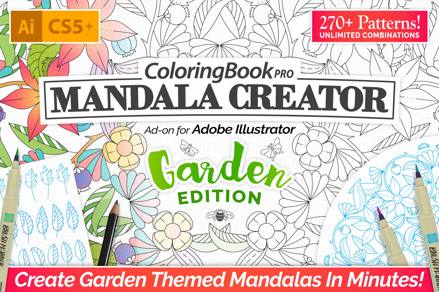 Download Coloring Book Pro Garden Edition Unique Illustrator Add Ons Creative Market