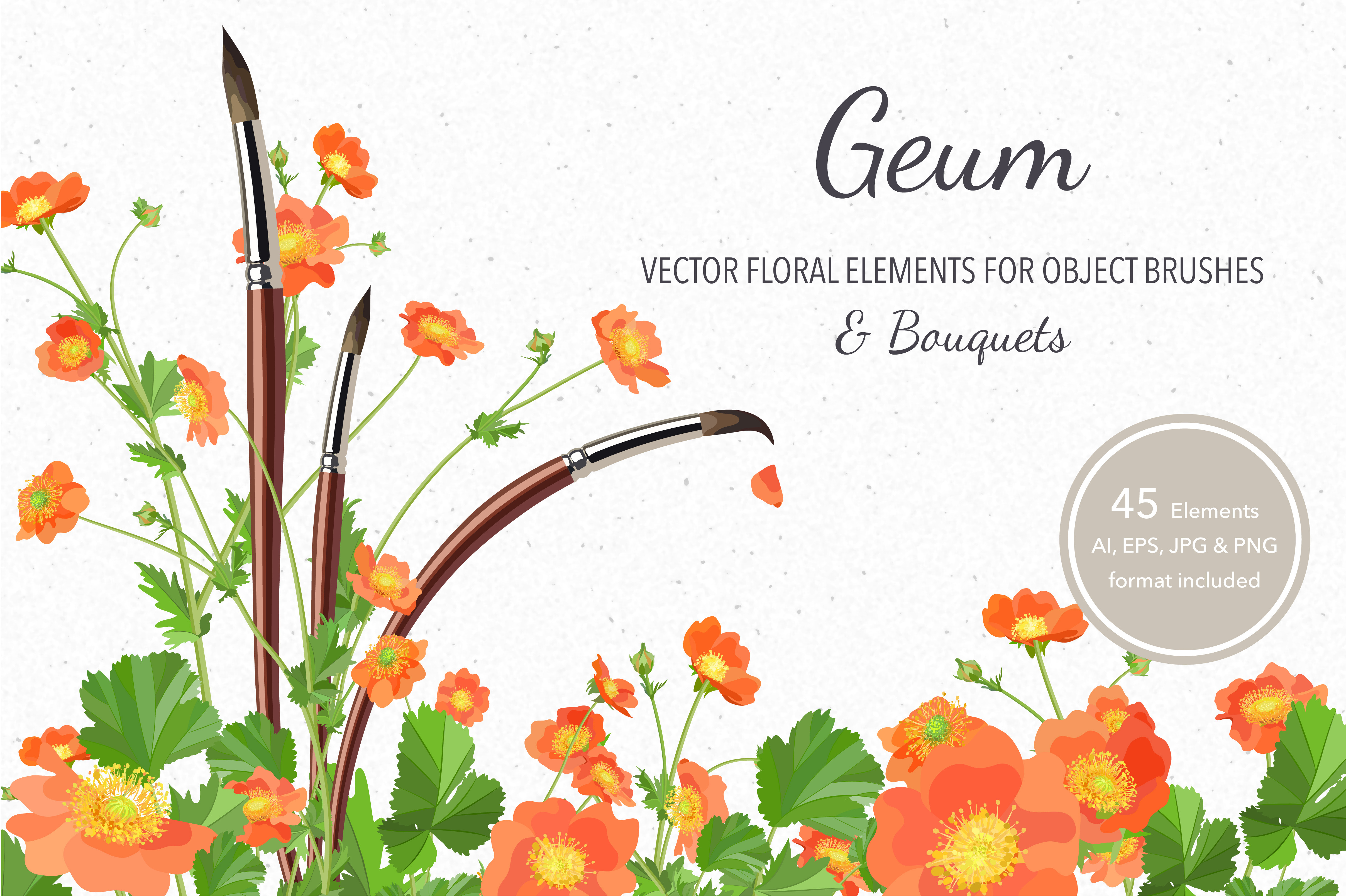 Vector Object Brushes Geum | Spring Wildflowers, Vector Flowers, Wild