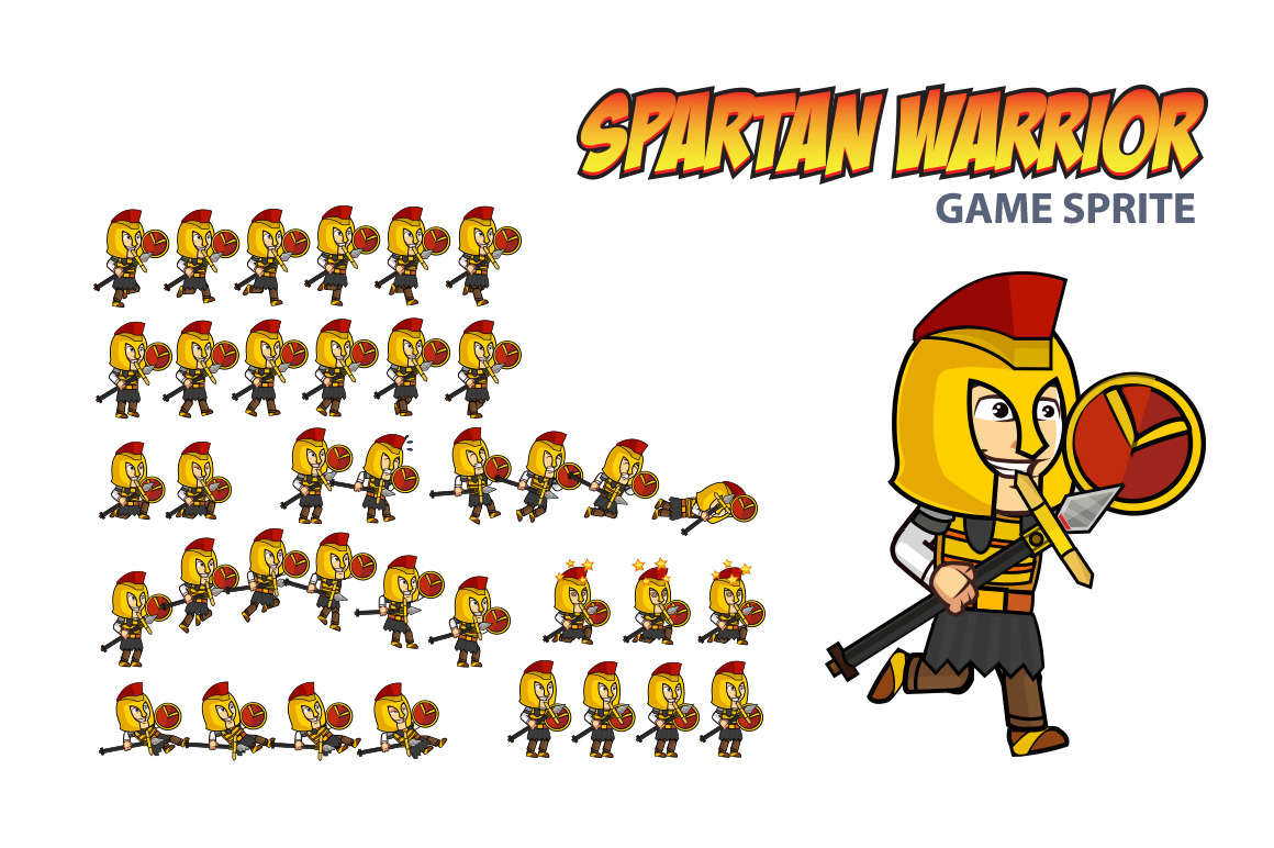 Spartan Warrior Game Sprite | Pre-Designed Illustrator Graphics