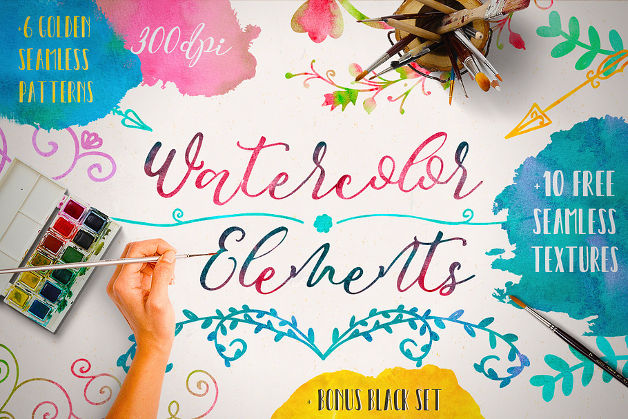 Download Watercolor Elements Free Textures Pre Designed Photoshop Graphics Creative Market