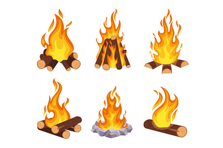 Camping stove cartoon icon set. Cartoon gas camp burners, portable