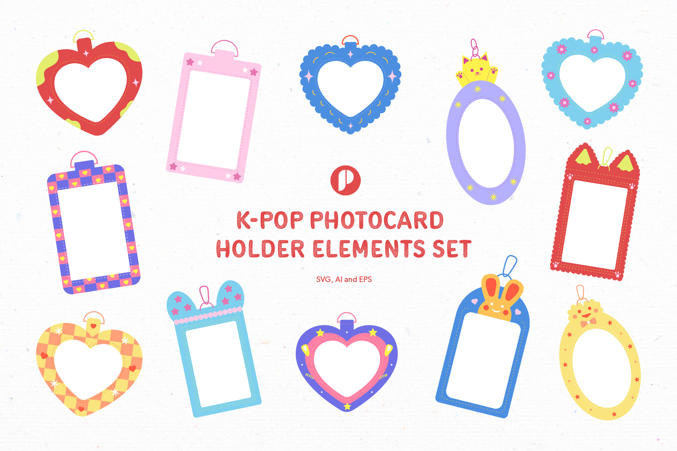 K-Pop Photocard Holder Element Set  Object Illustrations ~ Creative Market