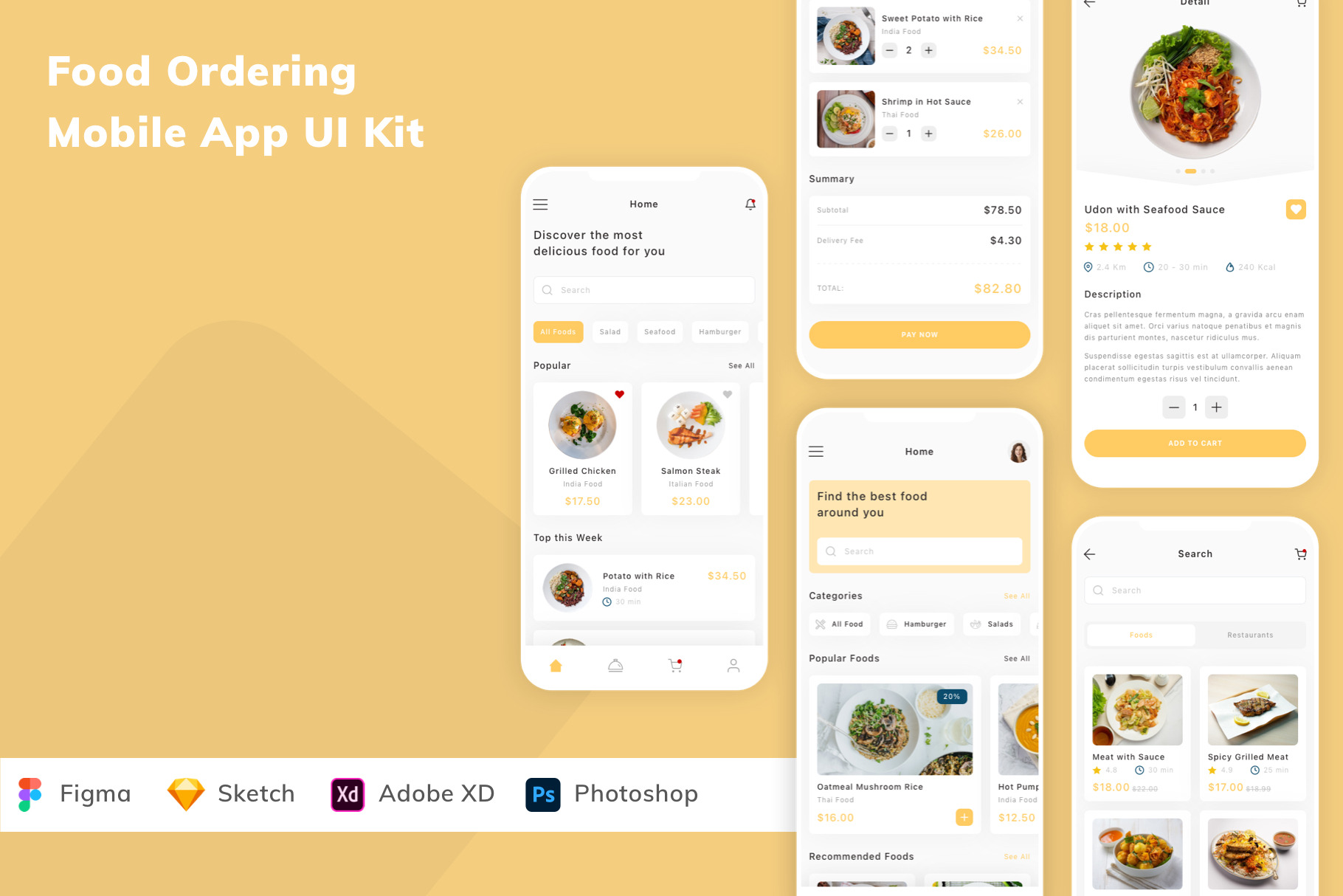 Food Ordering Mobile App UI Kit UI Kits and Libraries Creative Market