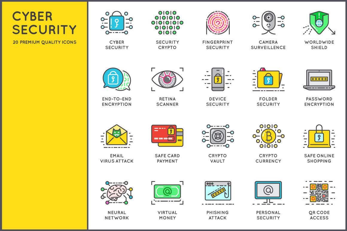 Awesome Cyber Security Icons Outline Icons ~ Creative Market 