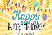 Happy Birthday greeting card | Decorative Illustrations ~ Creative Market