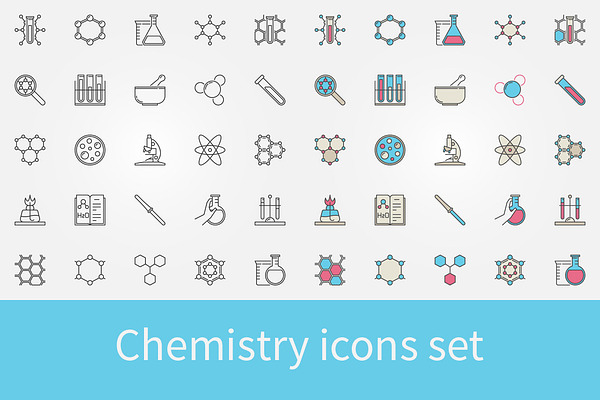 Set of chemistry icons | Pre-Designed Illustrator Graphics ~ Creative ...