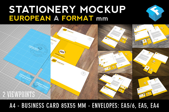 Download European A Format Stationery Mockup Creative Photoshop Templates Creative Market PSD Mockup Templates