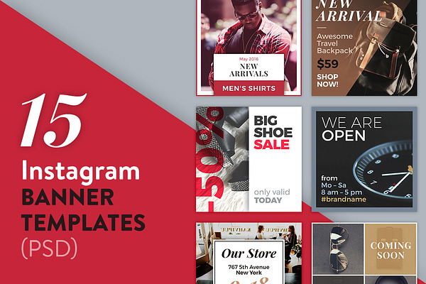 15 Instagram Banner Templates Psd Creative Photoshop Templates Creative Market