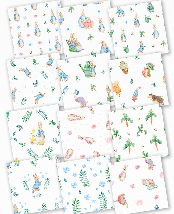 Peter Rabbit Scrapbook Paper, Printable Downloads, Seamless Backgrounds -  Baer Design Studio