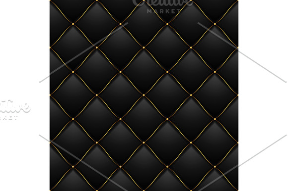 Quilted Pattern Background Vip Black with Gold Thread Luxury