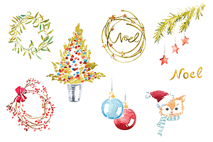 Christmas Watercolor Illustrations | Pre-Designed Photoshop Graphics ~ Creative Market