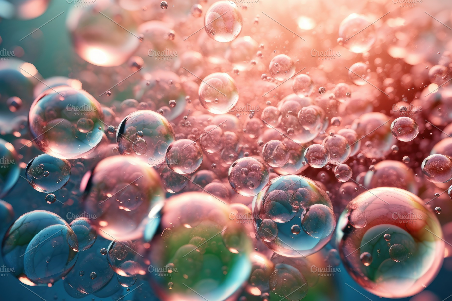 Beautiful background of abstract water bubbles with green and bl ...