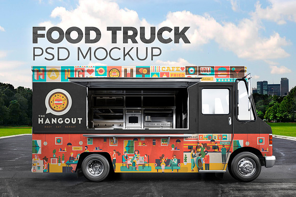 Download Food Truck Psd Mockup Creative Photoshop Templates Creative Market