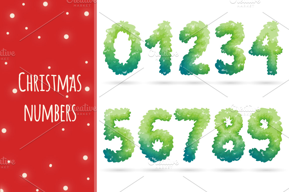 Christmas numbers PreDesigned Illustrator Graphics