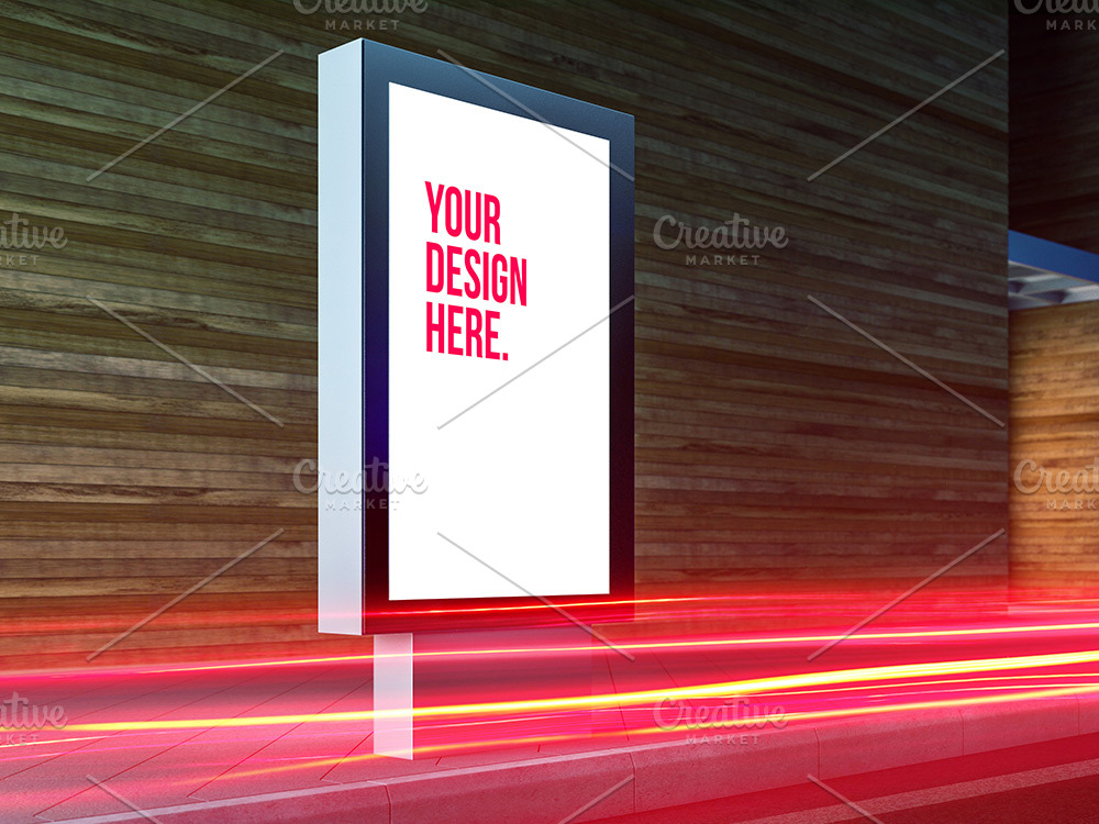 Vertical Billboard Lightbox Mockup Creative Photoshop Templates Creative Market